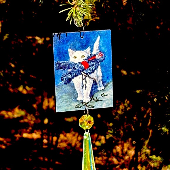 Krampus cat Ornament, retro krampus postcard reproduction ornament, creepmas - Picture 1 of 10